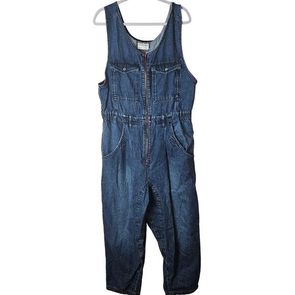 We The Free Front Zip Denim jumpsuit Size Large - Picture 1 of 6